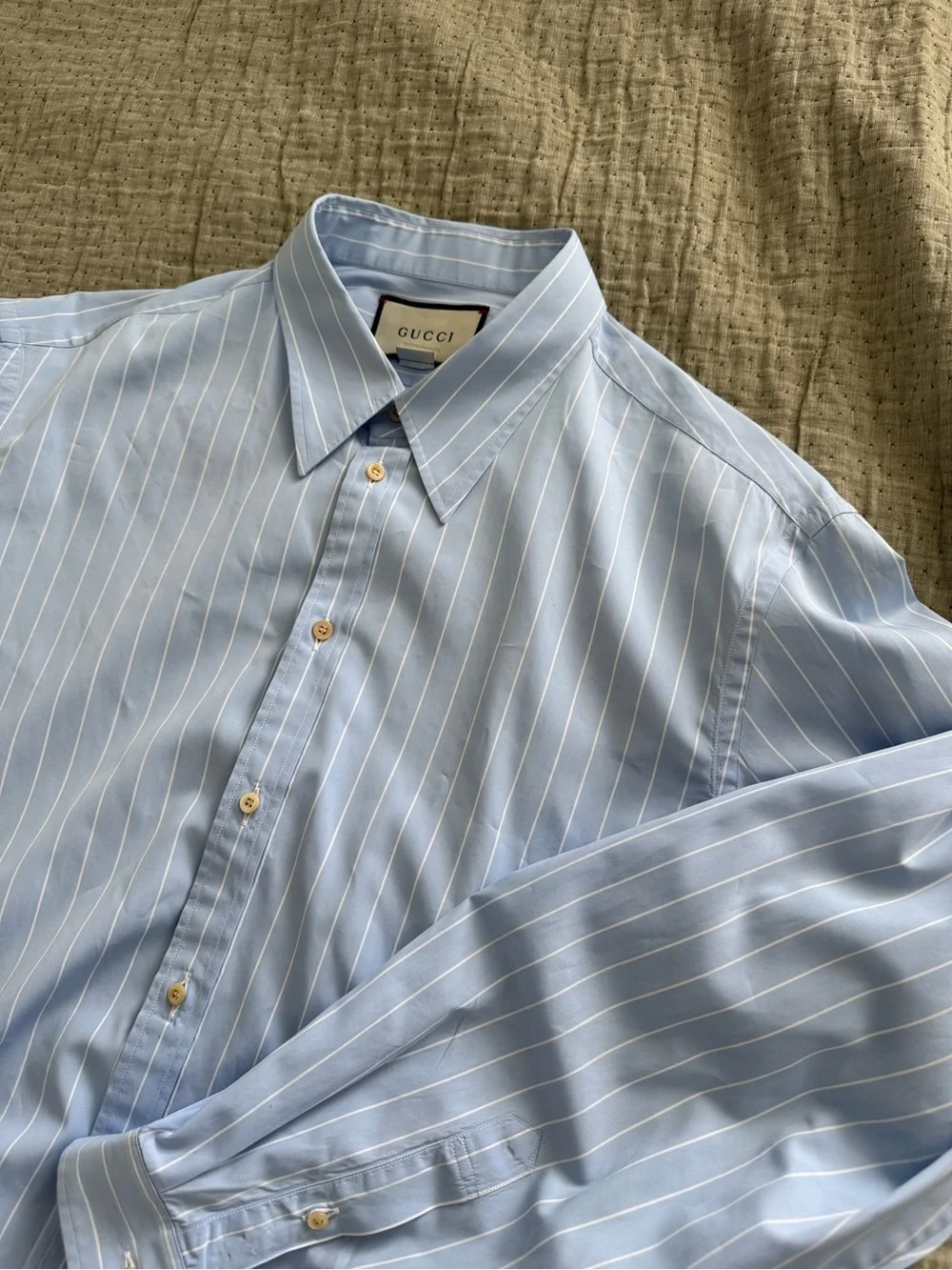 Gucci Blue Stripe Long Sleeve Collared Button Up Dress Shirt | Made in Italy